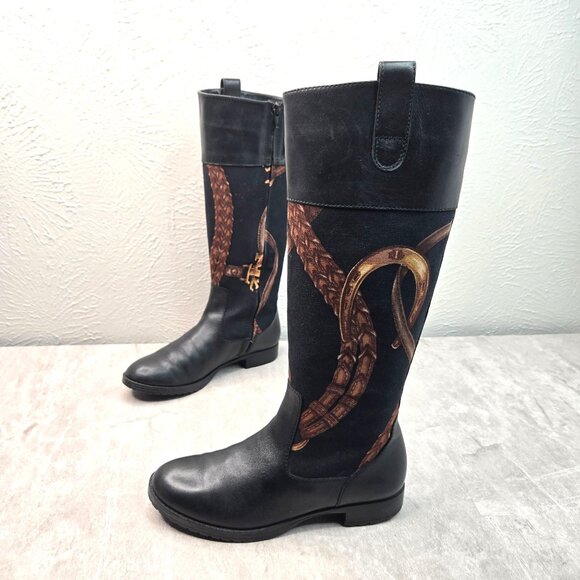 Ralph Lauren Shoes - Ralph Lauren Equestrian Boots 5.5 Black Knee High Tall Western Riding Low Heel